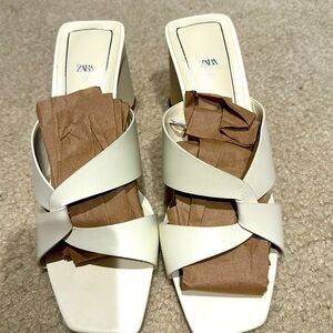 ZARA block heel leather sandals